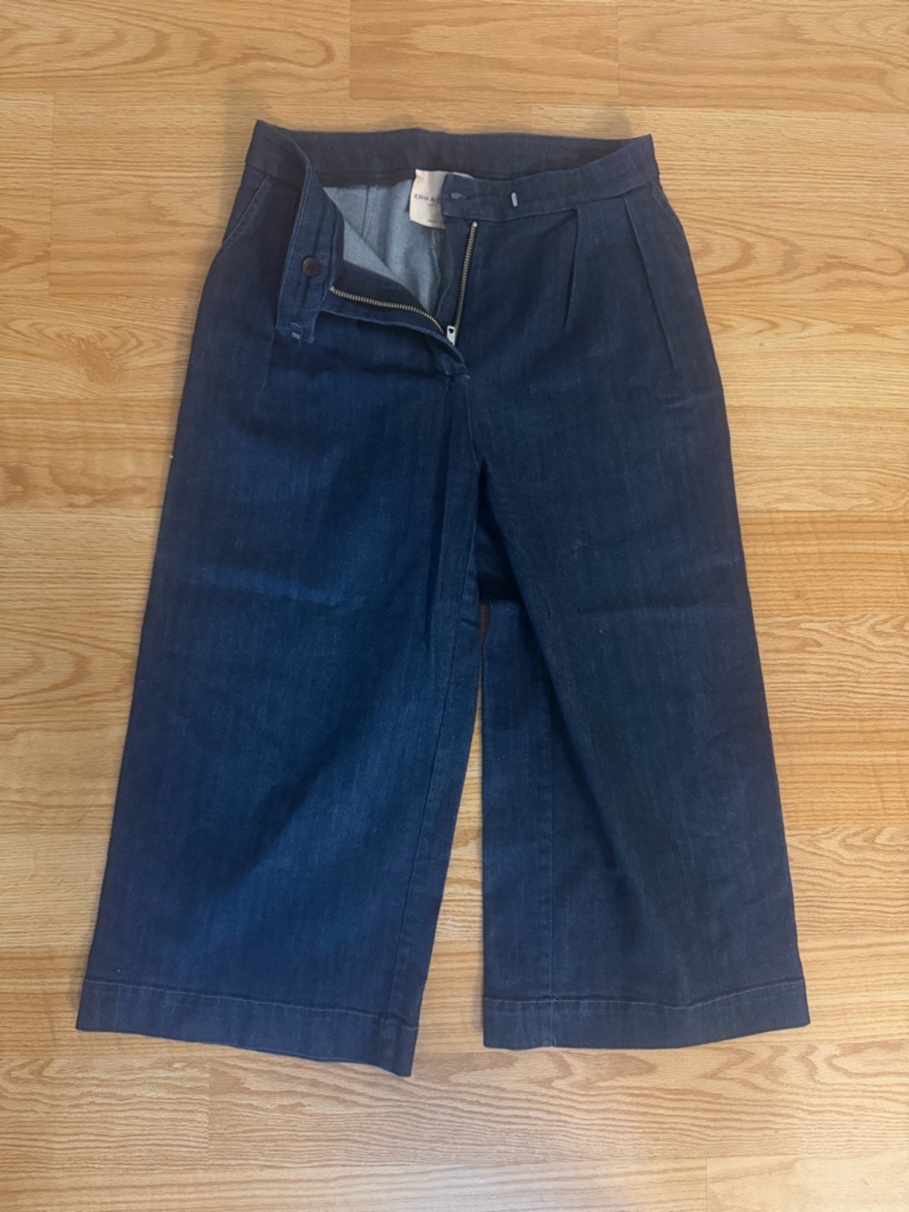Wide-Leg Dark Blue Denim Culottes